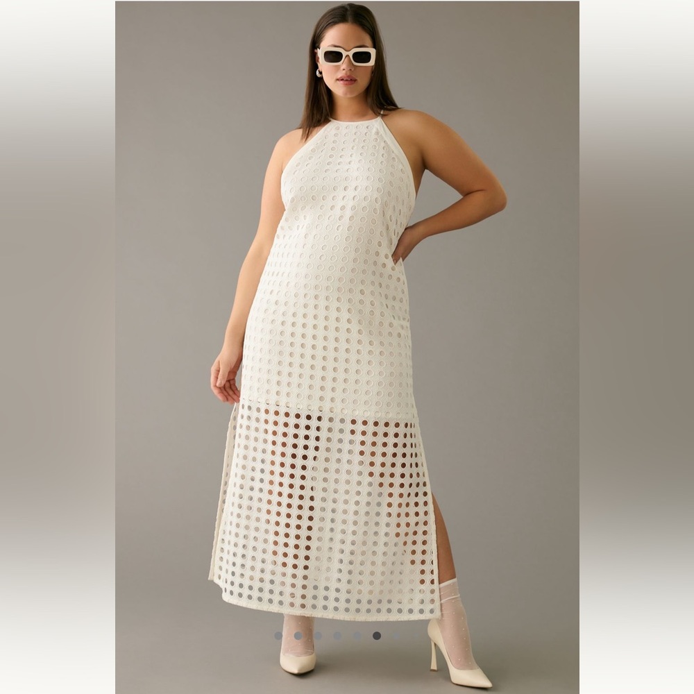 Vineet Bahl White Halter Maxi Dress